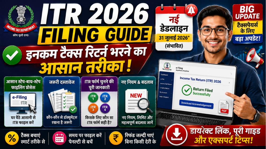 ITR 2026 Filing Guide: Income Tax Return भरने का आसान तरीका, नई अपडेट, Refund और Tax Saving Tips